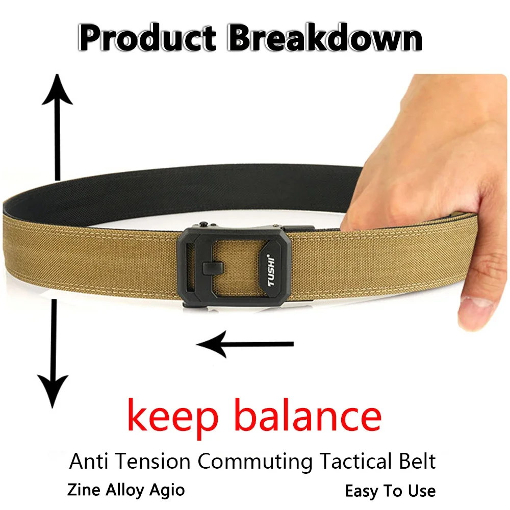 Cinturón Táctico Resistente de 1.5 Pulgadas para Hombre, Cinturón Militar de Nailon con Hebilla Metálica Automática, Cinturón de Servicio Policial, Accesorios para Exteriores IPSC - imagen 5