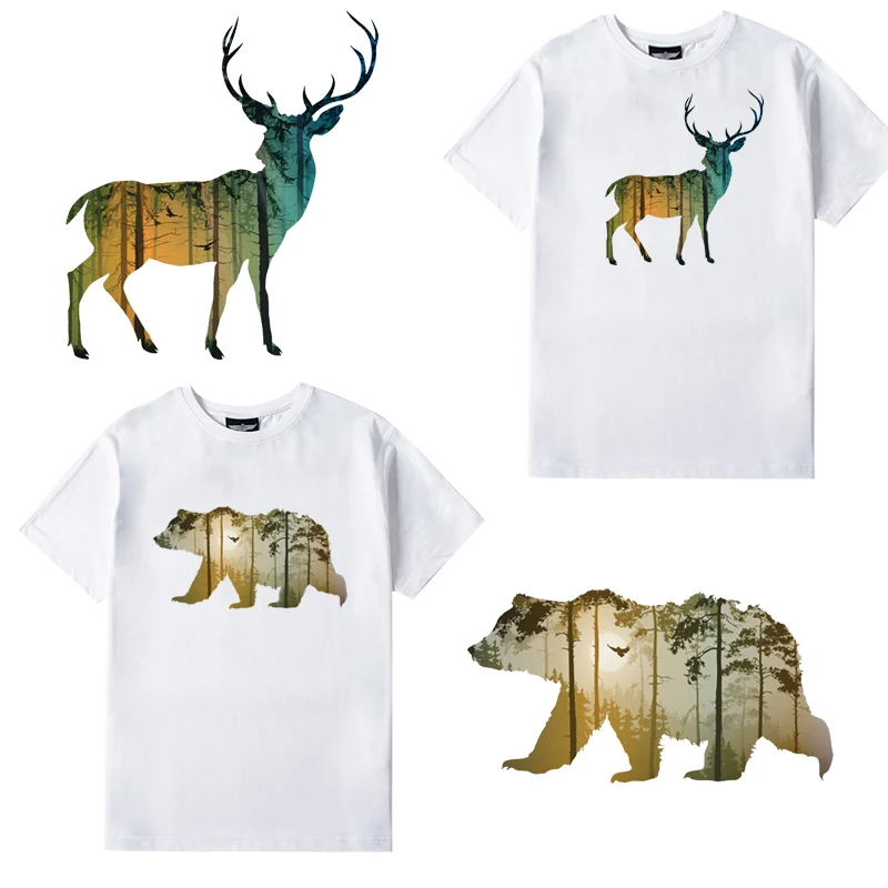 Prajna-Parches térmicos de oso y jirafa para ropa, pegatinas de transferencia de calor de animales, Impresión de decoración, DIY - imagen 3