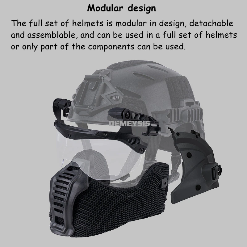 Conjunto de cascos Wendy 3,0 cubiertos, gafas extraíbles, máscara para caza al aire libre, Airsoft, protección completa, casco táctico de tiro - imagen 5