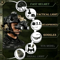 Casco táctico NVG con comunicación IR, auriculares y gafas protectoras
