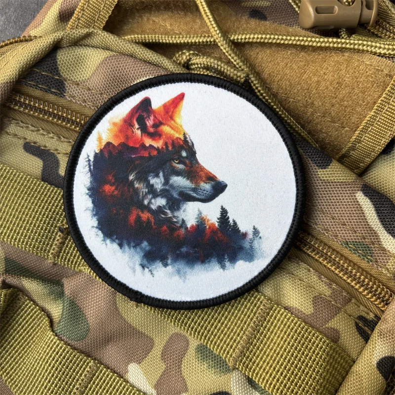 Parche táctico de lobo para ropa, brazalete impreso, insignia de moral, parches con gancho, pegatinas para mochila - imagen 4