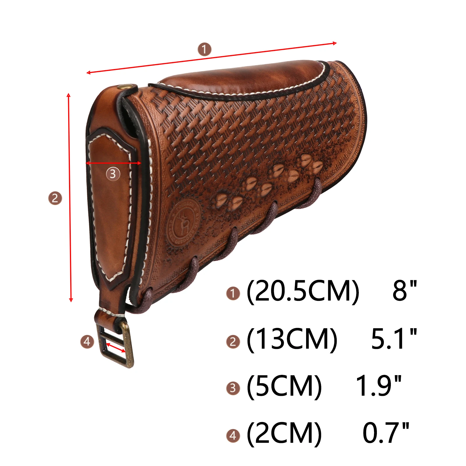 Tourbon-paleta de cuero para pistola, elevador para reposa mejillas con almohadilla de neopreno extraíble, cierre de cuerda, accesorios de caza marrones ajustables - imagen 4