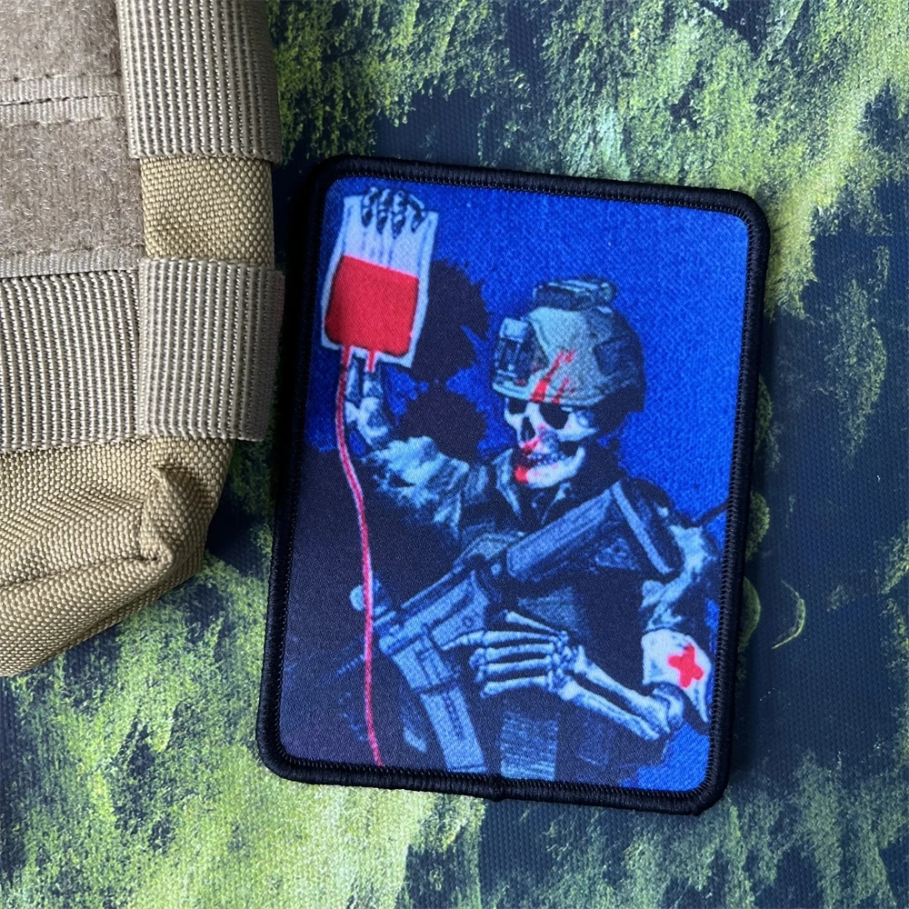 Parches estampados de calavera para casco, brazalete táctico, insignia de moral de Chevron ruso, pegatina de gancho y bucle para mochila - imagen 2