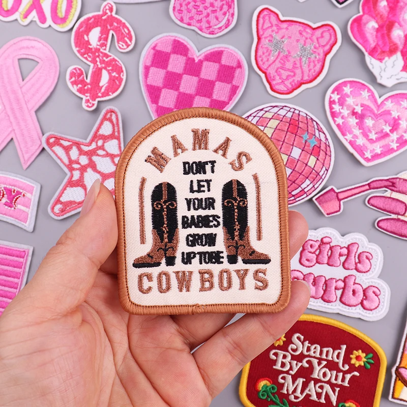 Parches bordados de dibujos animados rosas para pantalones vaqueros YK2, parche termoadhesivo para planchar, apliques para ropa, pegatinas con logotipo, chicas calientes - imagen 2