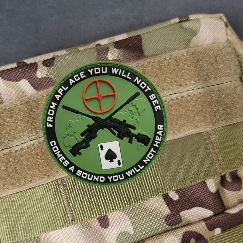Parche táctico de PVC para arma de francotirador, insignia de mira de francotirador, brazalete de gancho y bucle, accesorios de mochila del ejército militar, pegatina - imagen 2