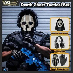 AQzxdc Cod Ghost Mask V2 Set Auriculares Tácticos Guantes Fantasma