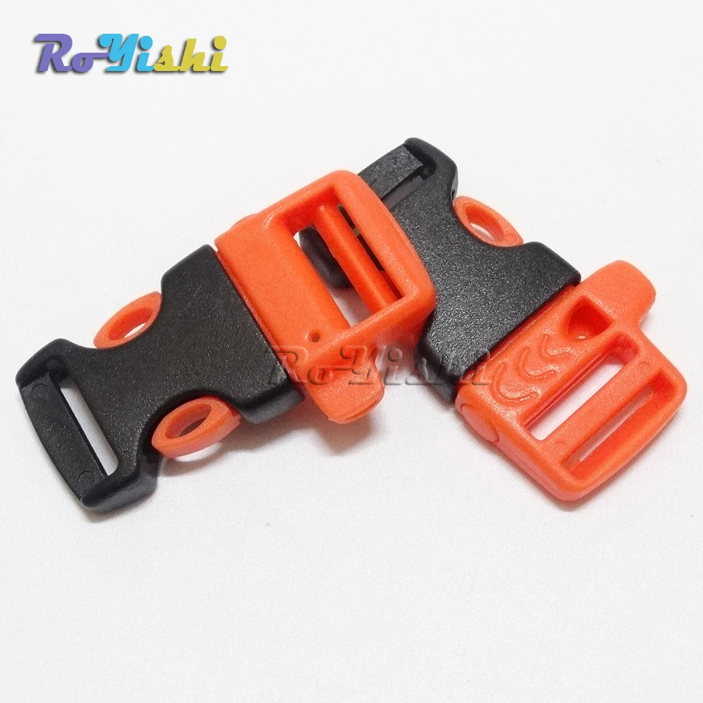 Hebillas de silbato de liberación lateral de emergencia de 5/8 "(15 mm) para pulsera de Paracord naranja + negro - imagen 4