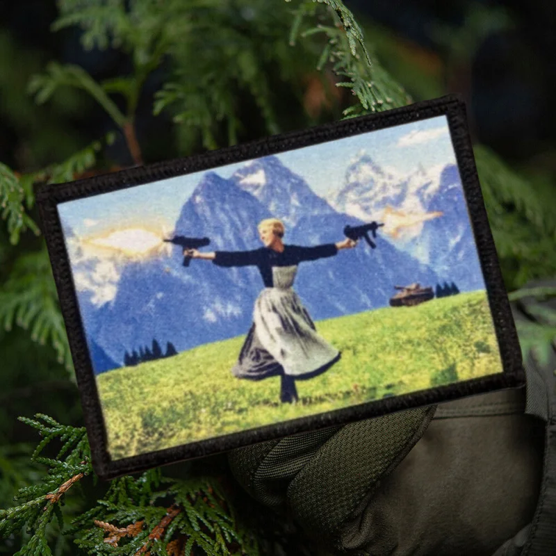 Sound of Music Guns moral parche táctico impreso, Hook & Loop, pistolas militares con insignia para mujer, pegatinas para mochila