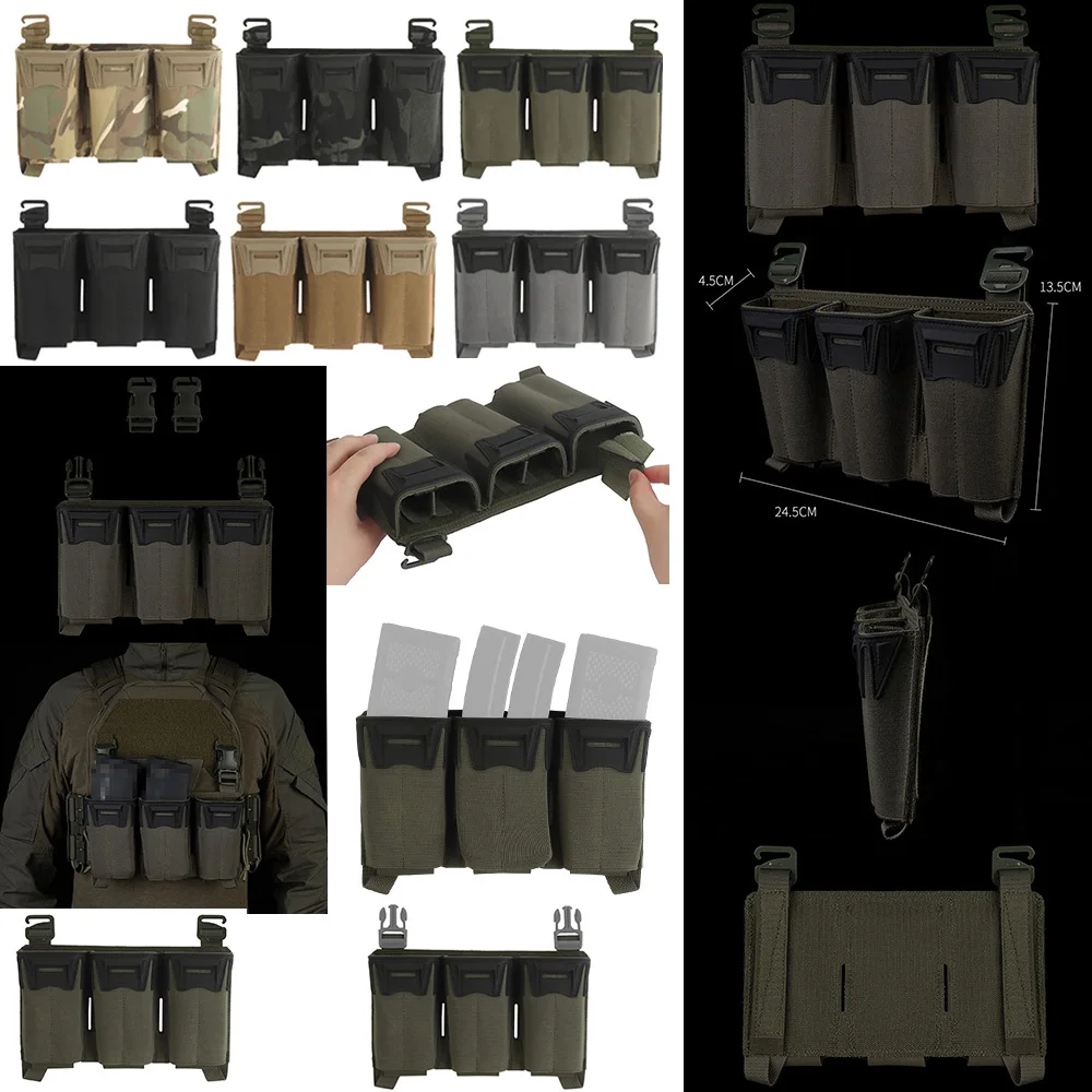 Ganchos G de caza tipo K, Panel de revista triple multicalibre para M4 556/7.62X39/PCC, mordazas Glock extendidas de 9mm, bolsa frontal de chaleco KZ K19 - imagen 2