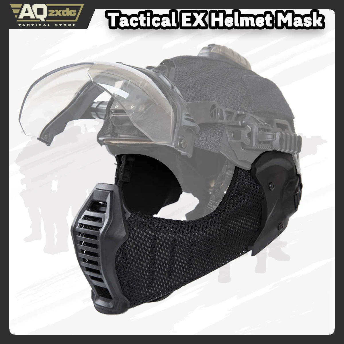 AQzxdc Casco EX para exteriores Máscara especial Cara para las orejas Máscara para todo terreno Protección para los oídos y la cara Protección de media cara CS Field