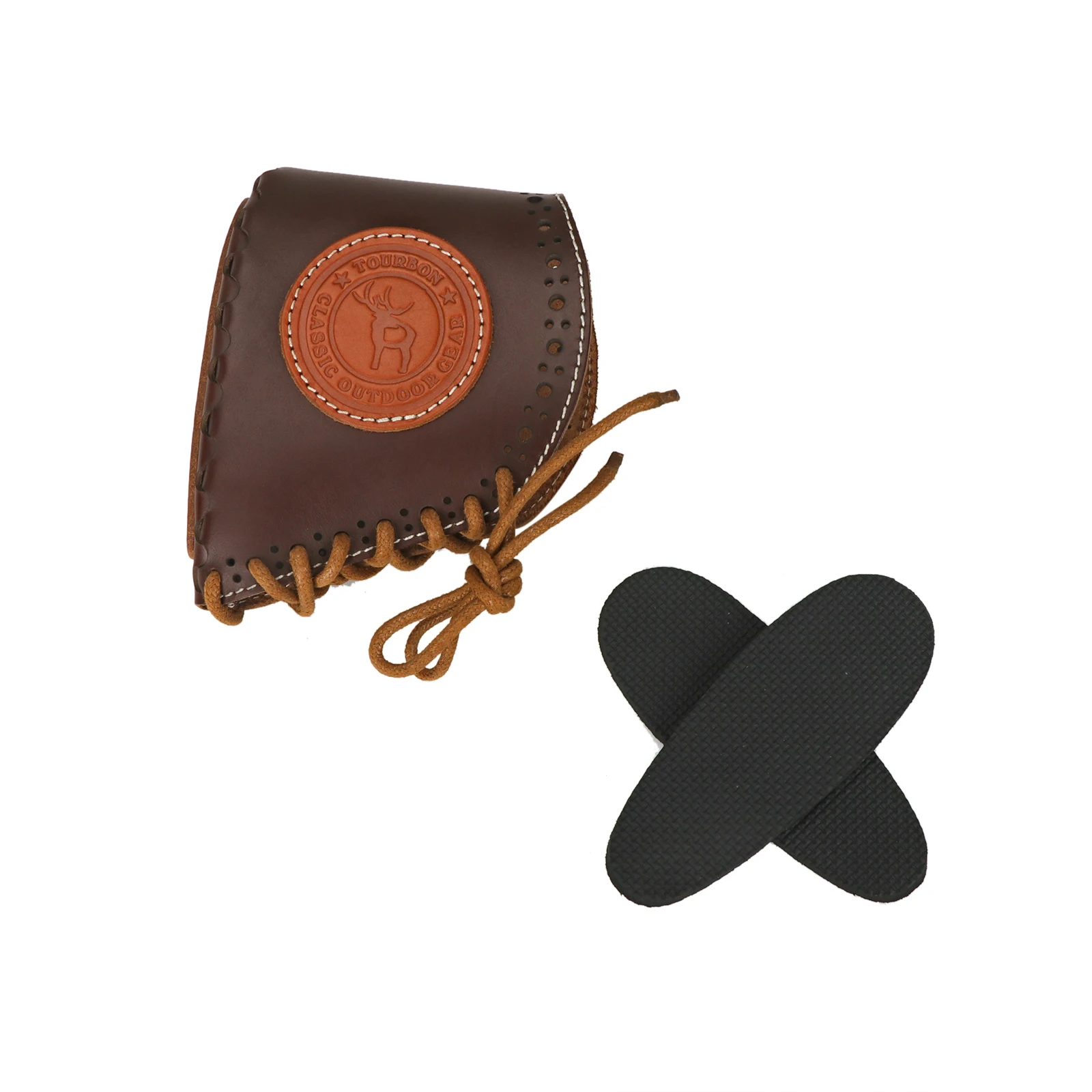 Tourbon Funda de cuero para pistola de caza, cubierta de retroceso, extensión, elevador de reposapiés con inserciones, Almohadillas protectoras, color marrón - imagen 3
