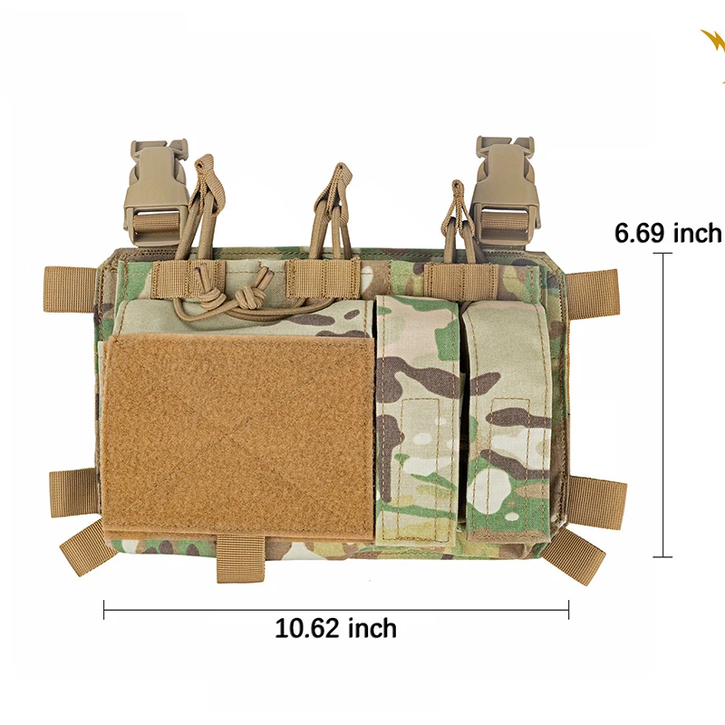 Bolsa doble con solapa frontal, riñonera Abdominal de doble pila, bolsa táctica Airsoft Triple Mag para chaleco de caza FCPC FCSK - imagen 5