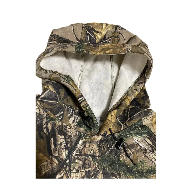 Sudaderas con capucha de pesca de rama de pino para hombre, Boinic camuflaje, Top deportivo de caza, algodón completo, lana fina, mantener el calor, suéter, primavera, otoño - imagen 3
