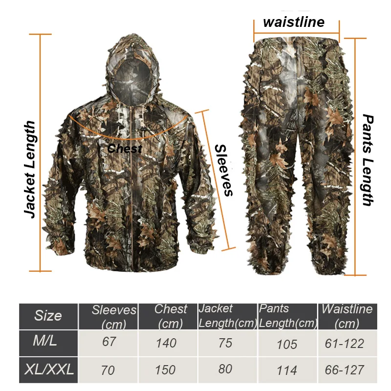 Traje Ghillie de camuflaje con hojas 3D, camuflaje ligero, Ghillie woodland, camuflaje, francotirador, Airsoft, equipo de caza - imagen 5