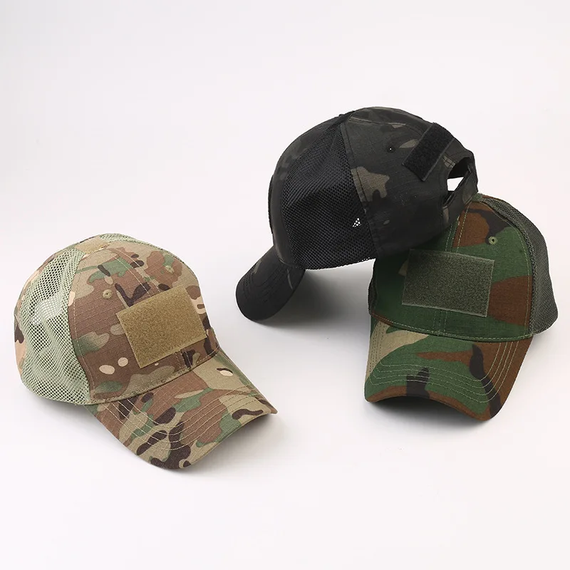 Gorras de béisbol militares para hombre, sombreros de Paintball de combate del ejército táctico de camuflaje, malla de verano ajustable, sombreros de sol clásicos Snapback - imagen 4