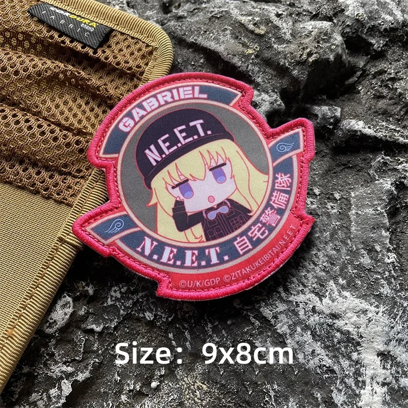 Parche táctico bordado de Anime, insignias de moral de equipo, sin trabajo, envío, N.E.E.T. Pegatinas de accesorios Cos - imagen 2