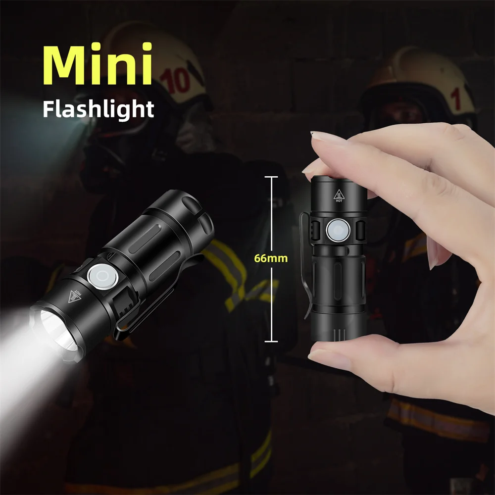 Mini linterna magnética con hebilla de bolígrafo de carga USB, foco fijo portátil EDC LED, luz fuerte, pequeña linterna para exteriores, nueva - imagen 2