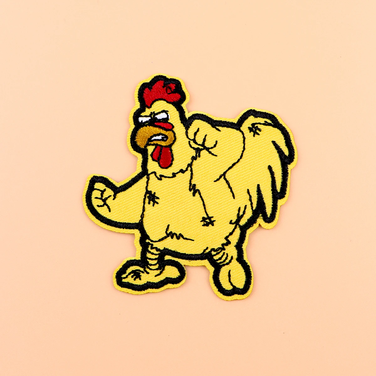 Parche bordado termoadhesivo pollo enfadado para ropa - imagen 3