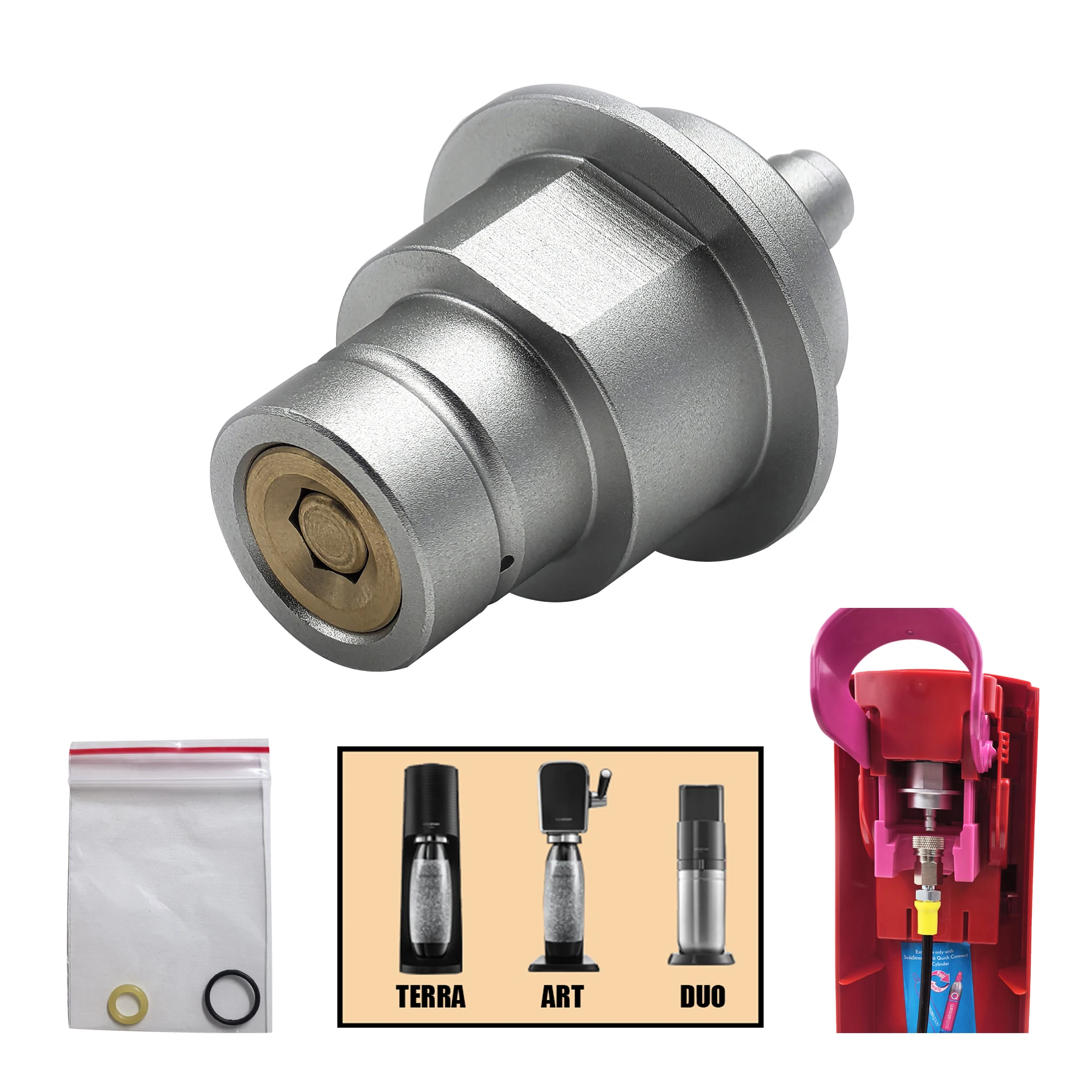 Conector rápido de agua gaseosa Sodastream Terra DUO ART Adaptador de llenado de conexión rápida Estación de llenado con desconexión rápida de 8 mm - imagen 2