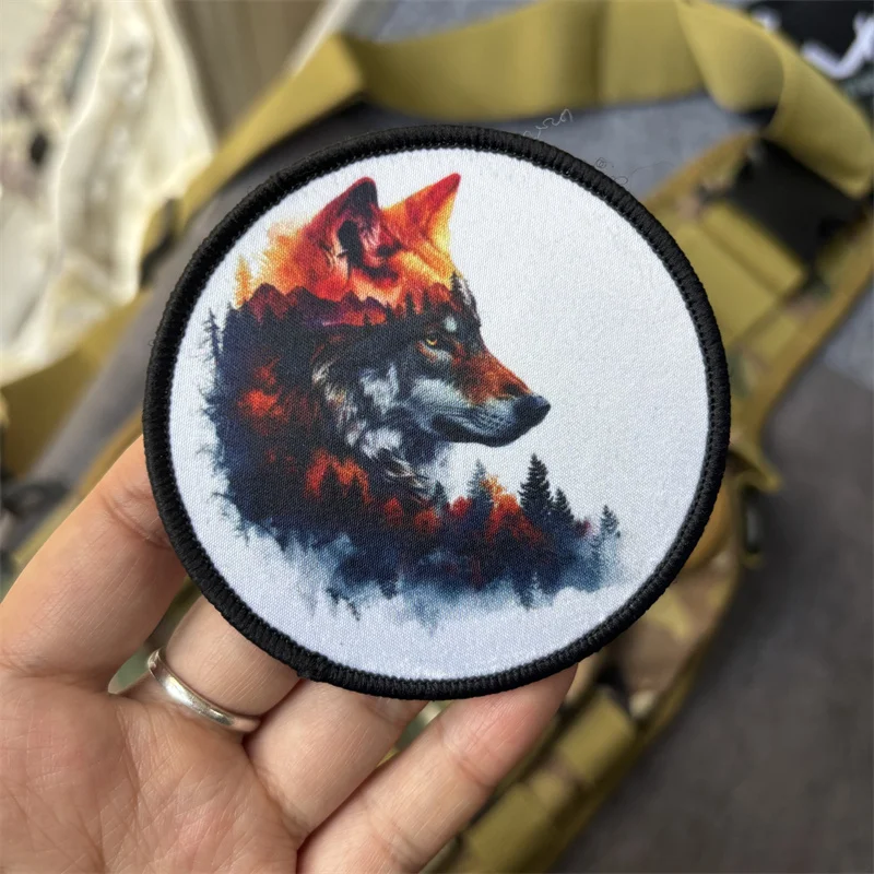 Parche táctico de lobo para ropa, brazalete impreso, insignia de moral, parches con gancho, pegatinas para mochila - imagen 3