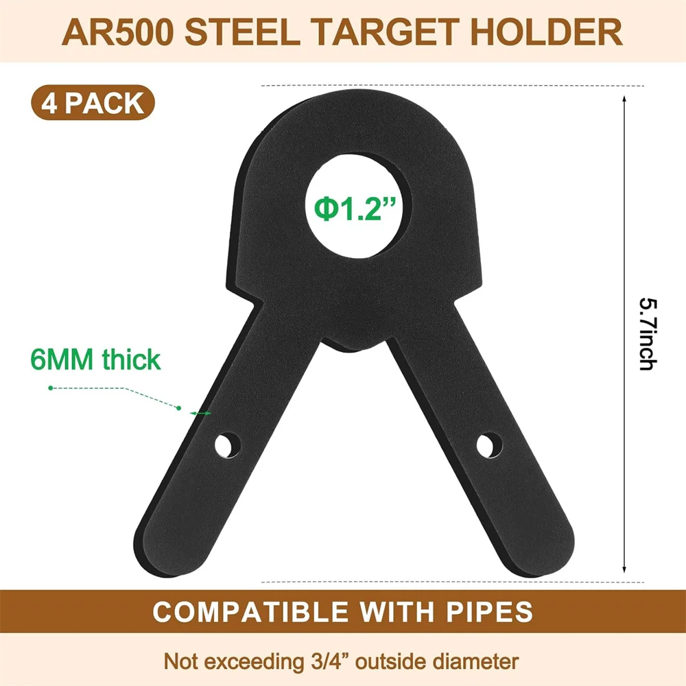 Colgador de objetivo de acero AR500, Kit de soporte para objetivo de tiro, gancho colgante de objetivo de Metal, soporte para objetivo de acero, perchas de Metal para tubos DIY - imagen 2
