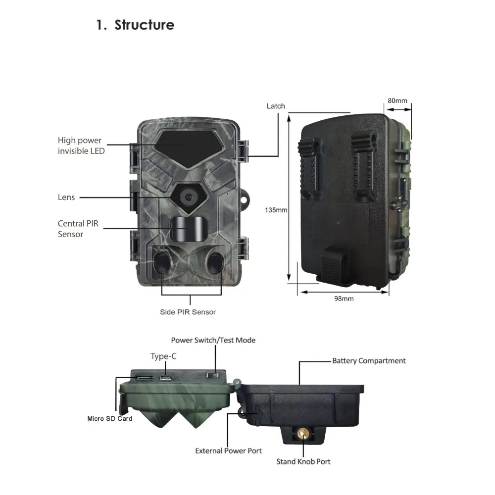 SunTekCam Cámara trampa IP56 50MP 4K – Visión nocturna impermeable - imagen 2