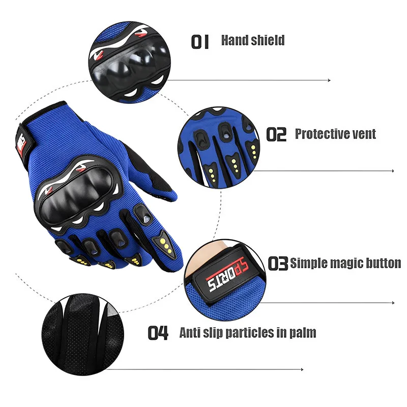 Guantes de motocicleta transpirables con dedos completos, guantes de carcasa dura para carreras, protección para deportes al aire libre, guantes para montar en bicicleta de cross - imagen 5