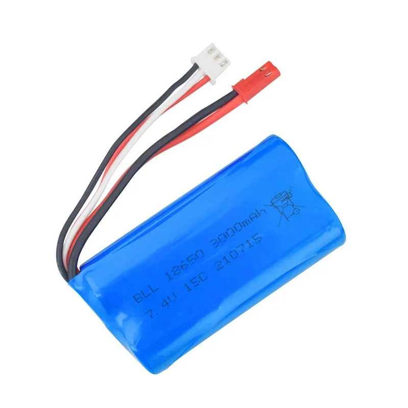 Batería Lipo recargable de 7,4 V, 3000MAH, 20C, 18650, cargador para UD1601 UD1602 SG1603 SG1604 1:16, control remoto, coche deportivo plano - imagen 5