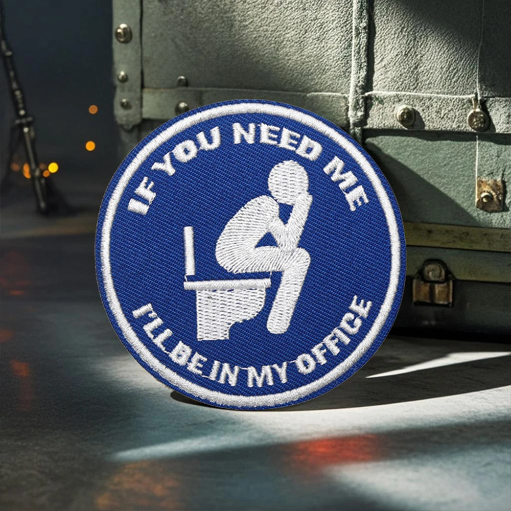 Si necesita mí, será en mi oficina, parche táctico de Velcros Meme, divertido gancho y bucle, insignia de moral bordada militar, mochila Molle - imagen 2