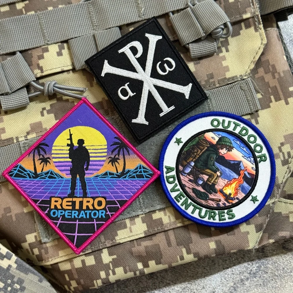 Parche táctico bordado retro con velcro para mochila operador