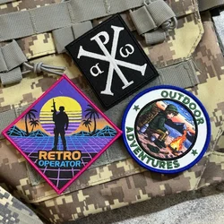 Parche táctico bordado retro con velcro para mochila operador