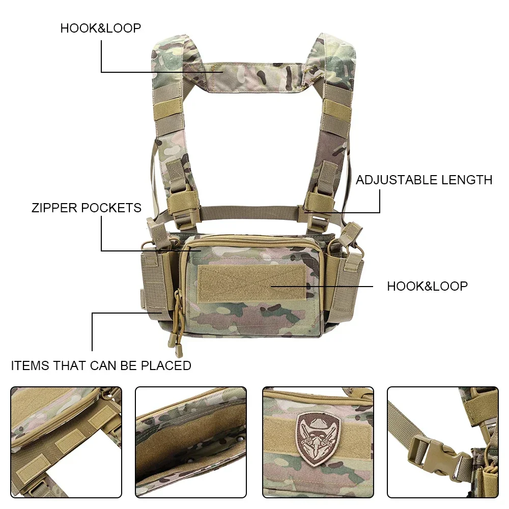 Chaleco táctico, portador de placa de asalto de combate CS, ropa de exterior, caza, Airsoft D3CR, bolsa de aparejo de pecho, chaleco, equipo militar de camuflaje - imagen 4