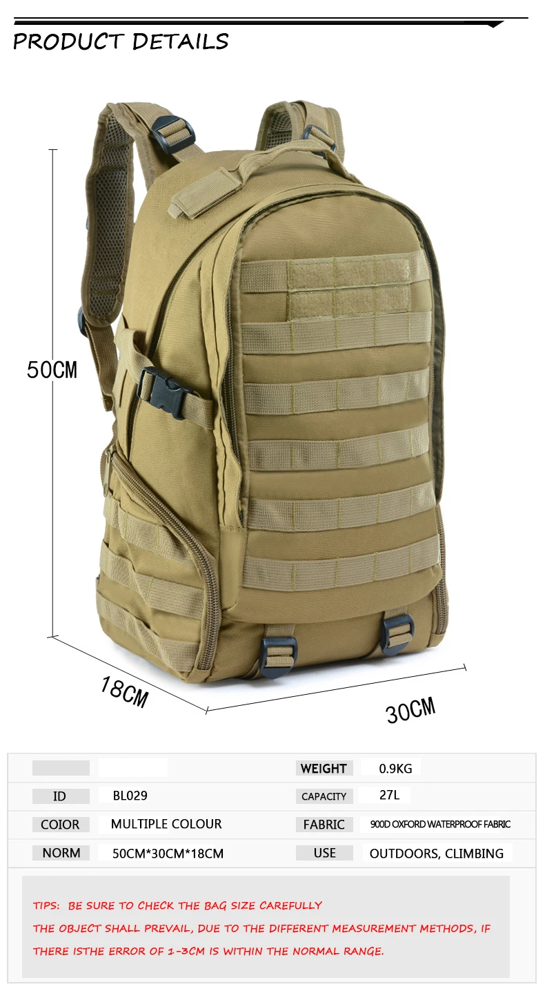 Mochila Táctica Militar 900D Oxford para hombre, para acampar al aire libre, montañismo, mochila deportiva con liberación de agua, bolsa Molle de caza - imagen 3