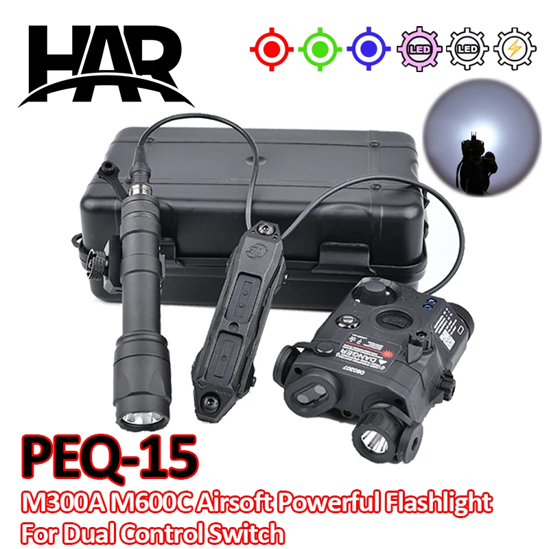 PEQ PEQ-15 linterna táctica Surefir M600C M300A AR15 Airsoft interruptor de Control Dual accesorios de caza punto rojo verde azul PEQ15
