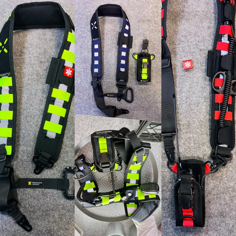 Cordón de bombero T9, correa de hombro azul llama, función de cinturón de equipo de rescate para comunicación, walkie-talkie, bolsa de Radio - imagen 2