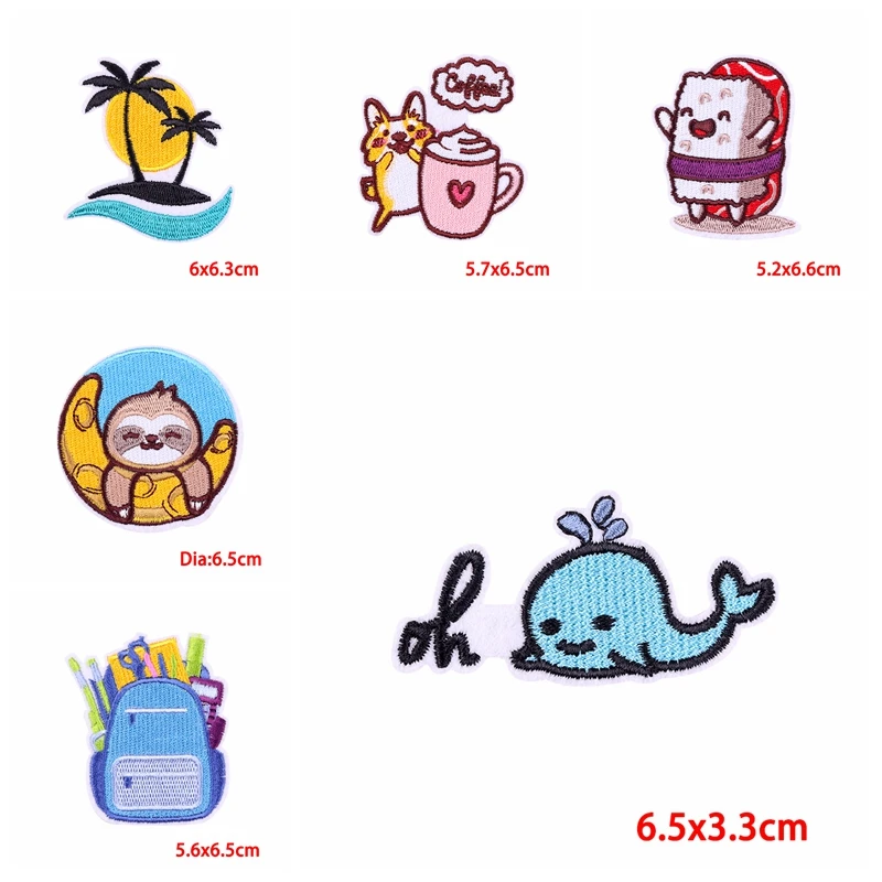 Parche bordado de dibujos animados/arcoíris, Animal lindo DIY, parches termoadhesivos para planchar en la ropa, 10 unids/lote - imagen 3