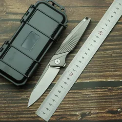 LEMIFSHE-cuchillo plegable personalizado, hoja M390, mango de aleación de titanio, herramienta EDC de bolsillo de supervivencia para acampar al aire libre, caza, cocina
