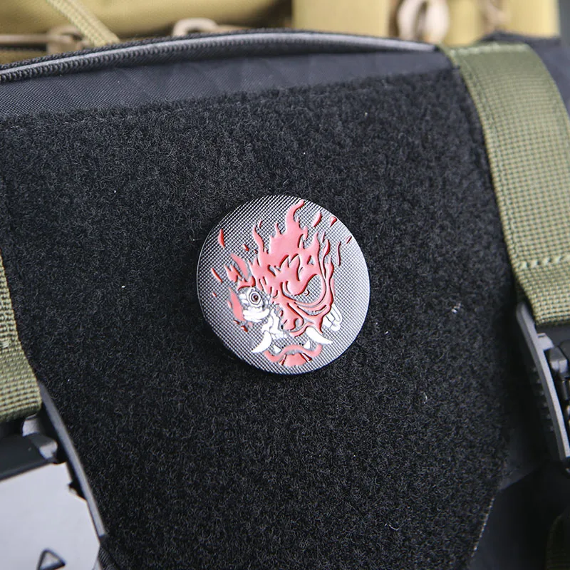 Brazalete táctico de Metal para ropa, insignia de moral, pegatina decorativa para mochila, fantasma, llama, Cara de fantasma, demonio, gancho y bucle - imagen 2