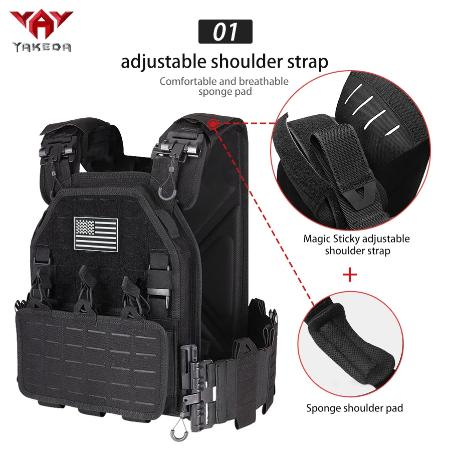 Chaleco táctico YAKEDA con panel frontal desmontable y adaptable - imagen 4