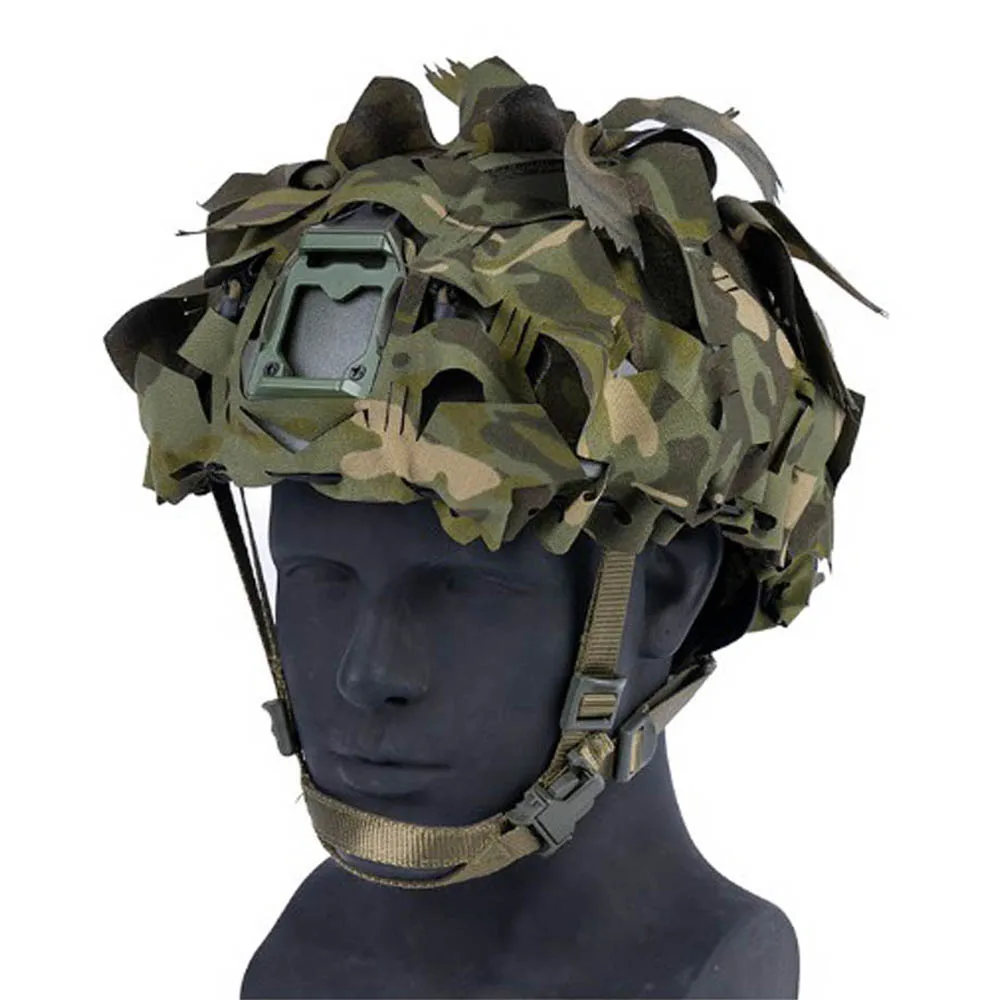 Funda táctica casco camuflaje volumétrico hojas recortadas láser malla