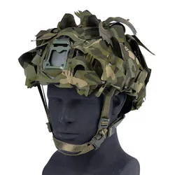 Funda táctica casco camuflaje volumétrico hojas recortadas láser malla