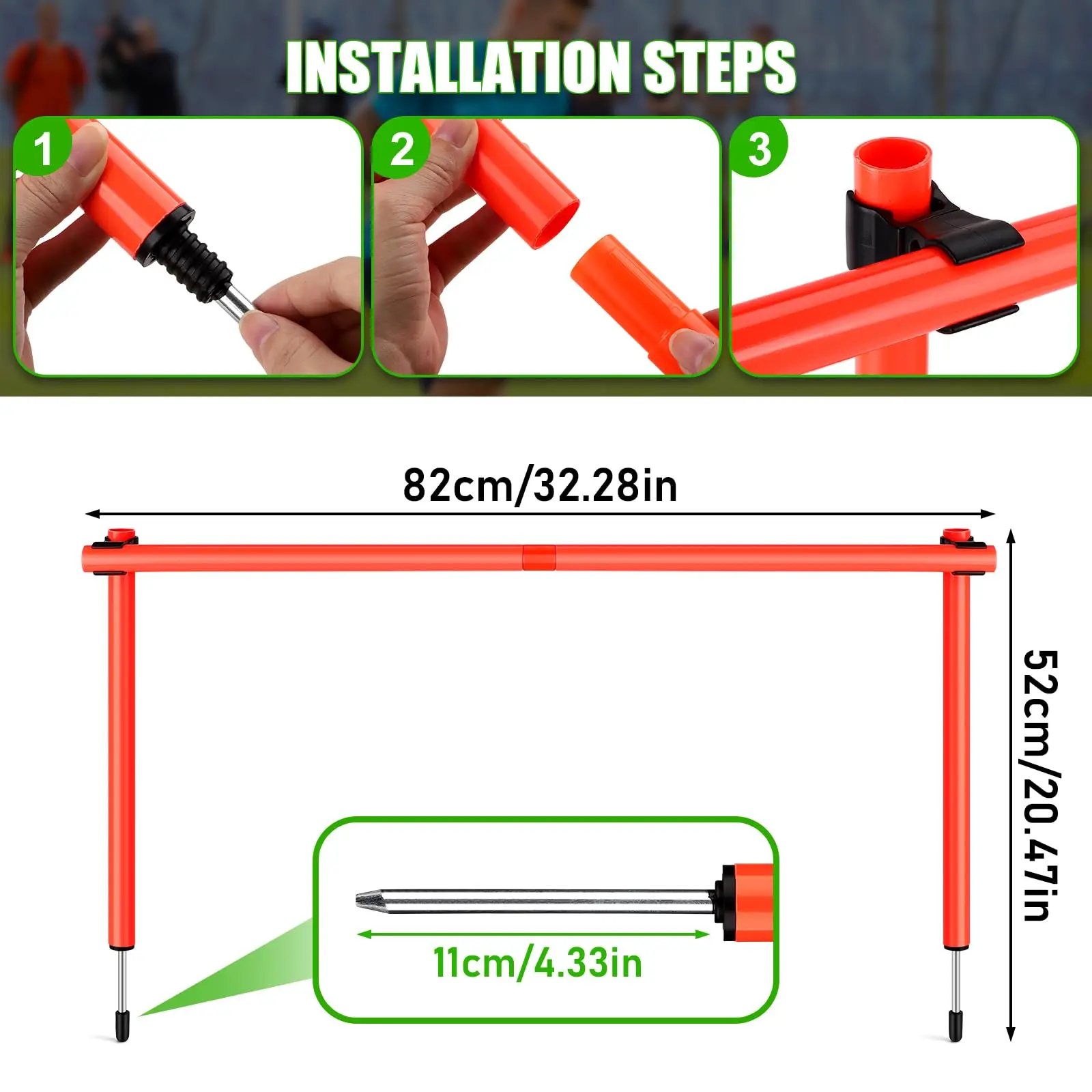 Postes de entrenamiento de agilidad de fútbol ajustables, 6 uds., 6 pies, palos de velocidad de entrenamiento deportivo desmontables, juego de entrenamiento de Slalom para taladros de fútbol - imagen 3