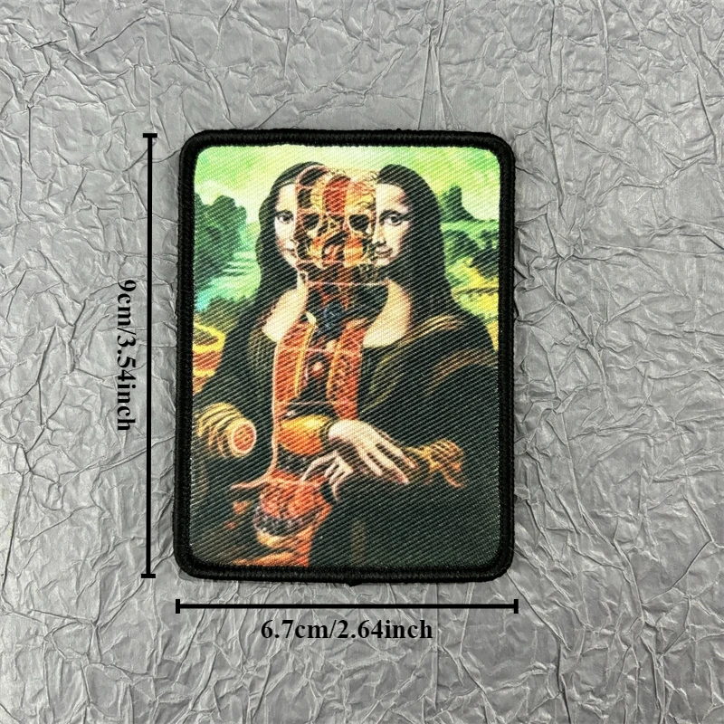 Insignia de moral en capas de Mona Lisa, parche impreso en ropa, gancho y bucle, parches tácticos militares, pegatina para mochila - imagen 3