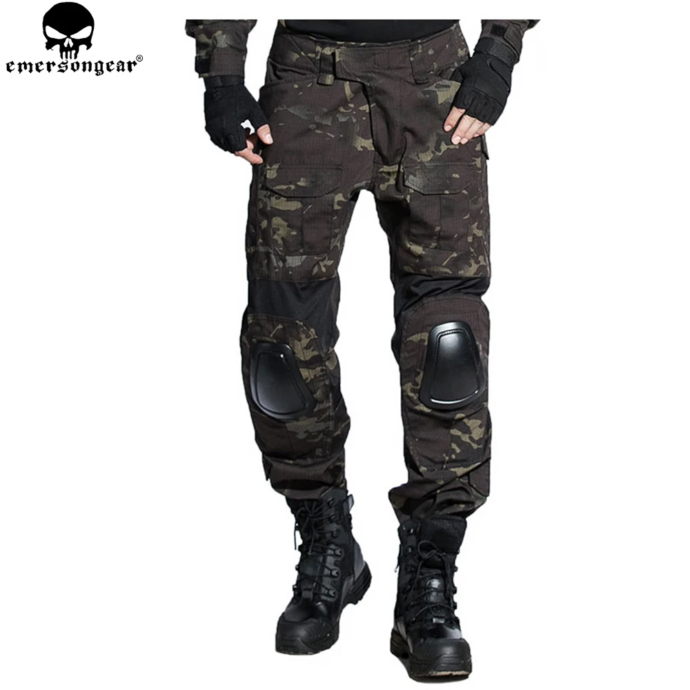 EMERSONGEAR Airsoft BDU uniforme táctico camisa de combate pantalones con coderas rodilleras ropa de caza Multi-camo negro EM6971 - imagen 5