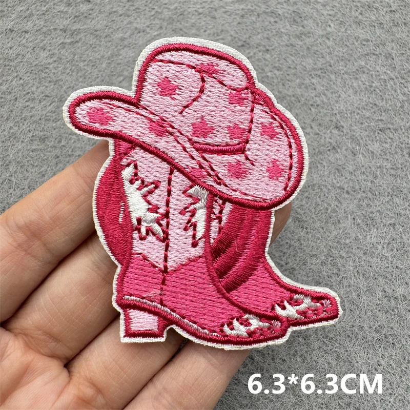 Parche bordado de corazón y estrella rosa, sombreros, mochila, costura bordada, DIY, parche de vaquero occidental, parches para planchar para pegatinas de ropa - imagen 4