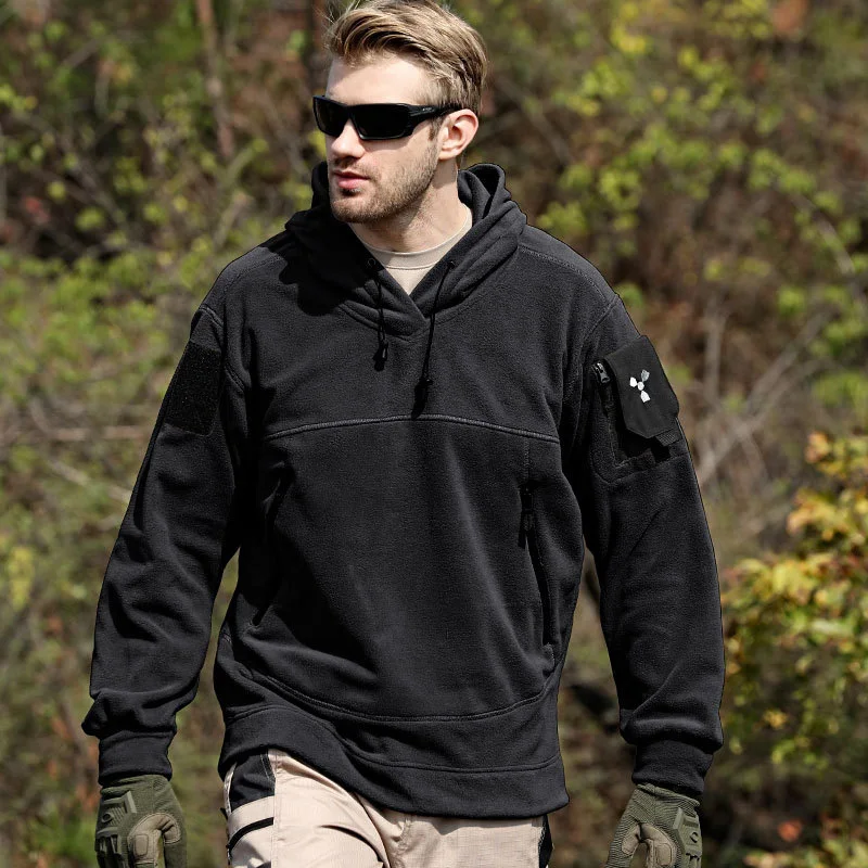 Sudadera con capucha de lana para hombre, suéter táctico militar, térmico, cálido, para exteriores, Otoño e Invierno - imagen 4