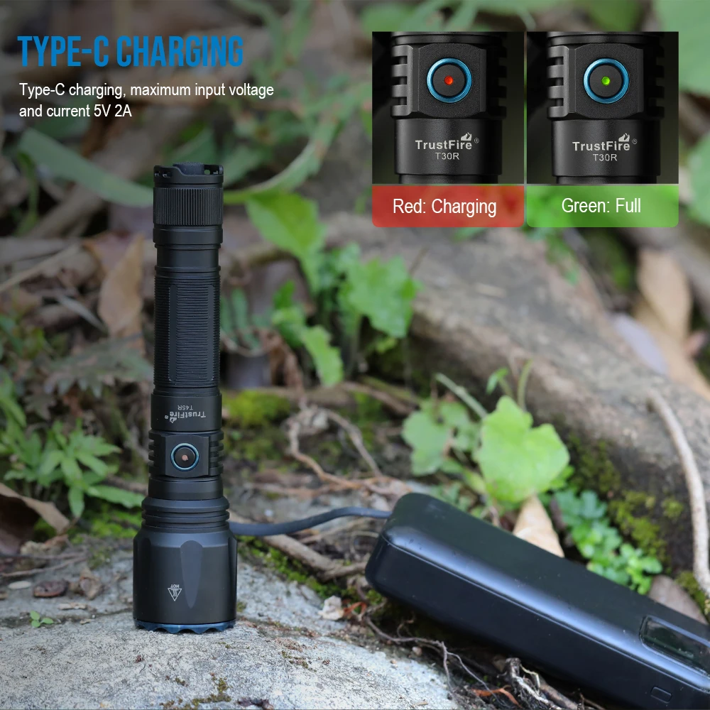 Trustfire T45R potente linterna táctica LEP caza 21700 linterna de iluminación recargable 1695M rango de haz autodefensa militar - imagen 5