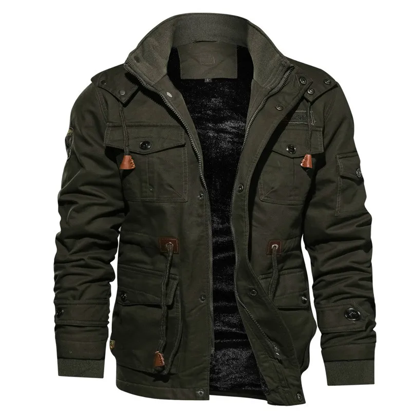Chaqueta de carga militar para hombre, abrigo informal grueso con capucha térmica, chaquetas tácticas más gruesas de la Fuerza Aérea para invierno - imagen 3
