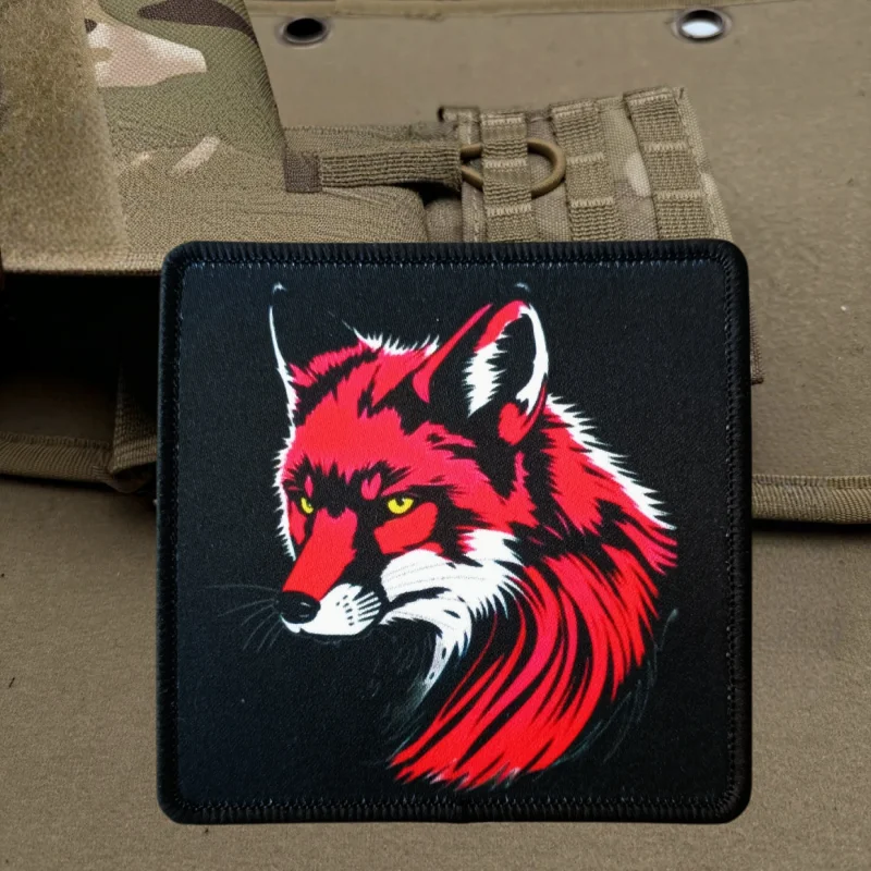 Parche militar con estampado de zorro rojo, chaleco táctico, insignia de moral con gancho y bucle, pegatinas decorativas para mochila, parches para brazalete para ropa - imagen 5
