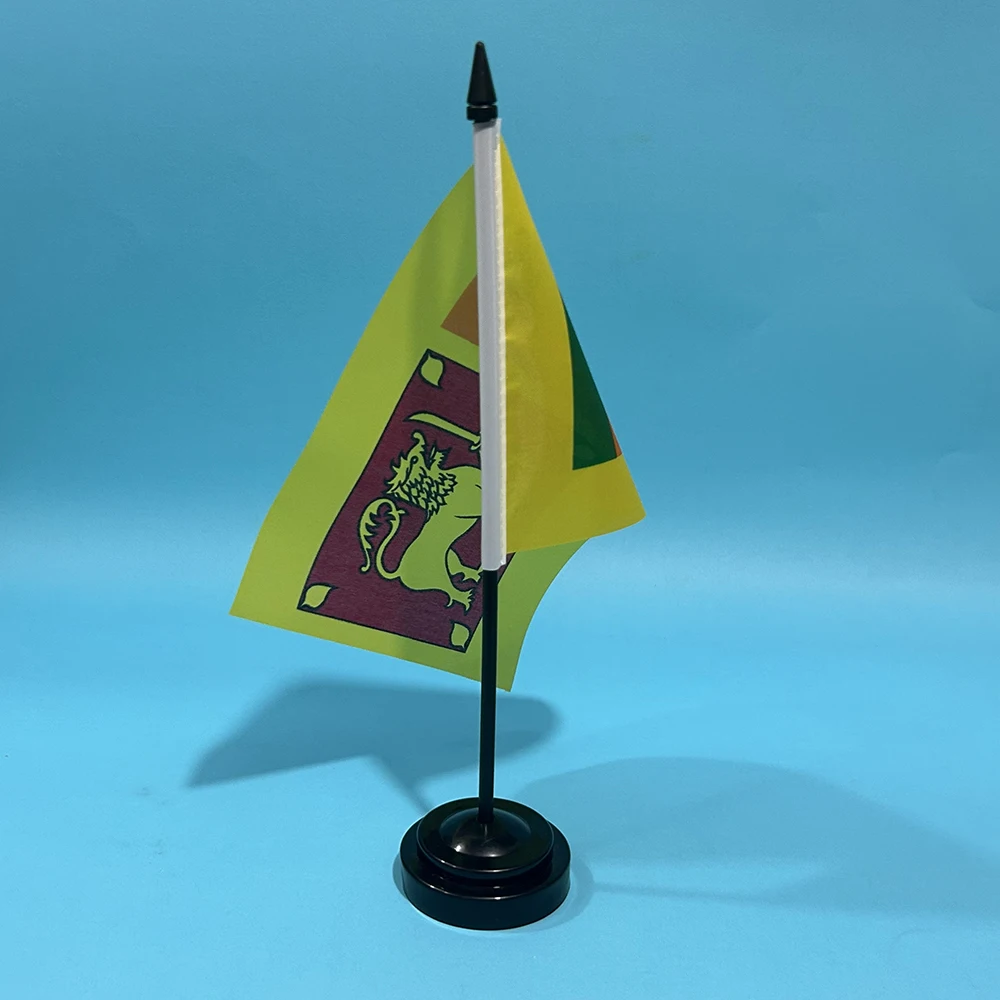 BANDERA DE SKY, bandera de escritorio de oficina, bandera de Sri Lanka, 14x21cm, adornos de escritorio de poliéster, bandera, banderas nacionales de Sri Lanka para decoración de mesa - imagen 5